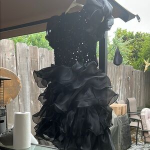 Elegant Black Sequin Kids Formal Dress